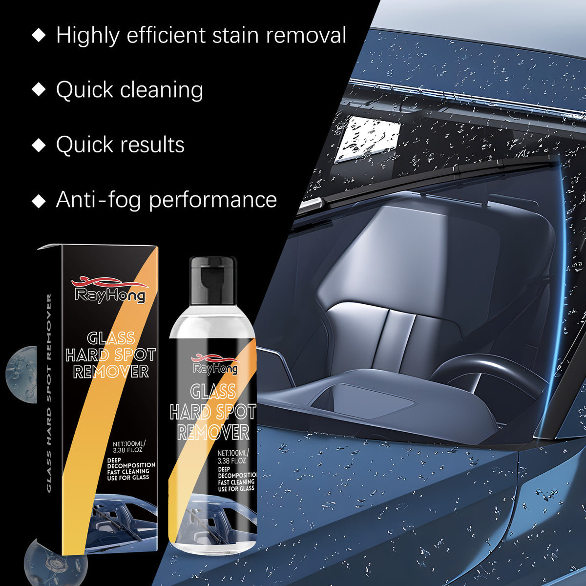 Rayhong Automotive Glass Oil Film Cleaner, Automotive Front Windshield Oil Film Reconditioning Cleaner