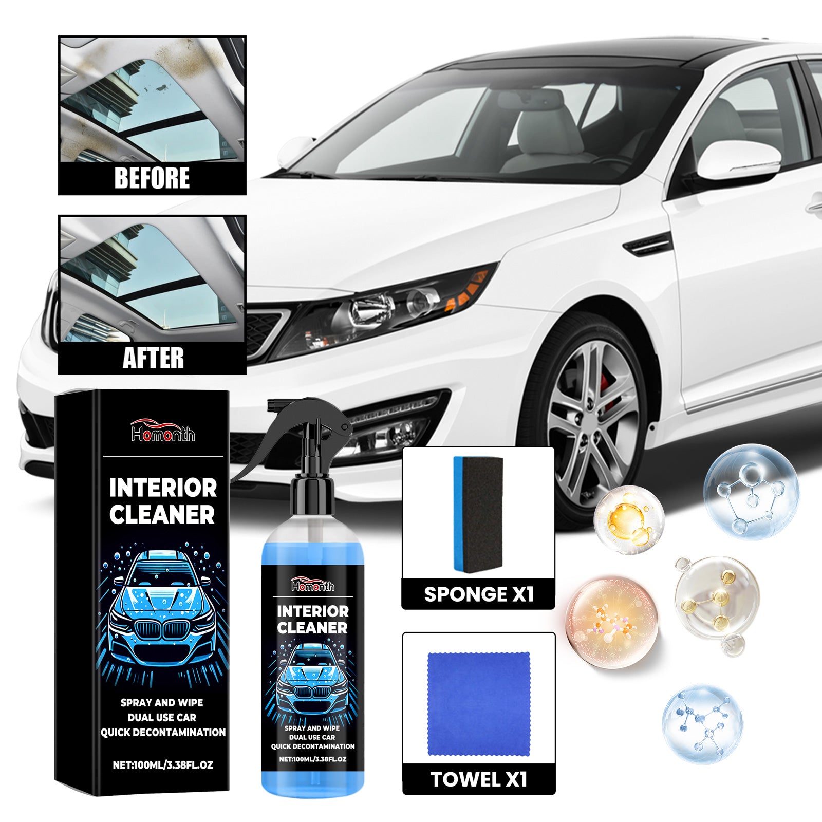 Car Roof Cleaner, Automotive Interior Fabric Cleaning And Maintenance Brightening Decontamination Retreader