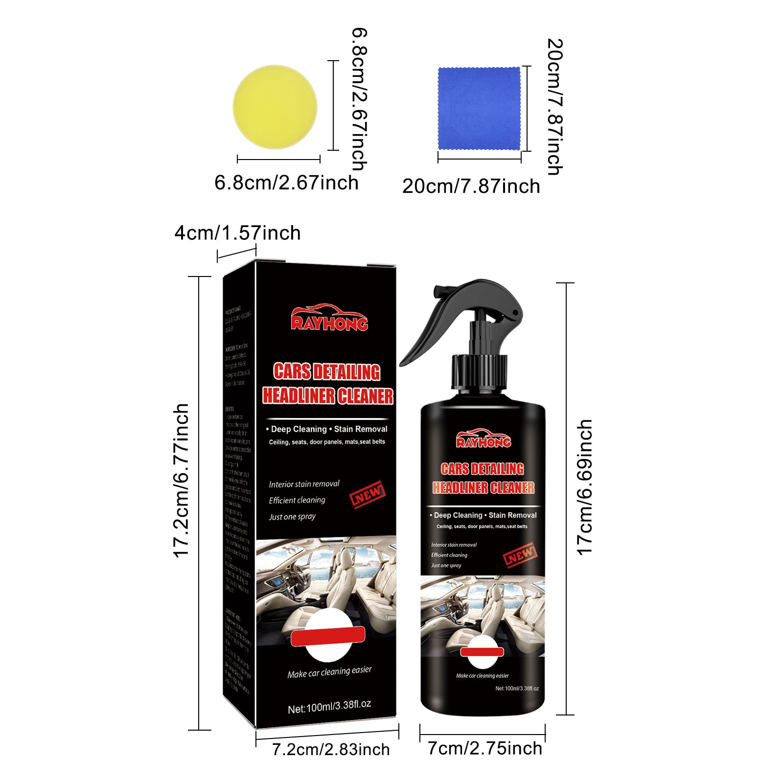 Rayhong Interior Retreader, Automotive Interior Maintenance Special Decontamination Cleaning Multi-Functional Cleaner