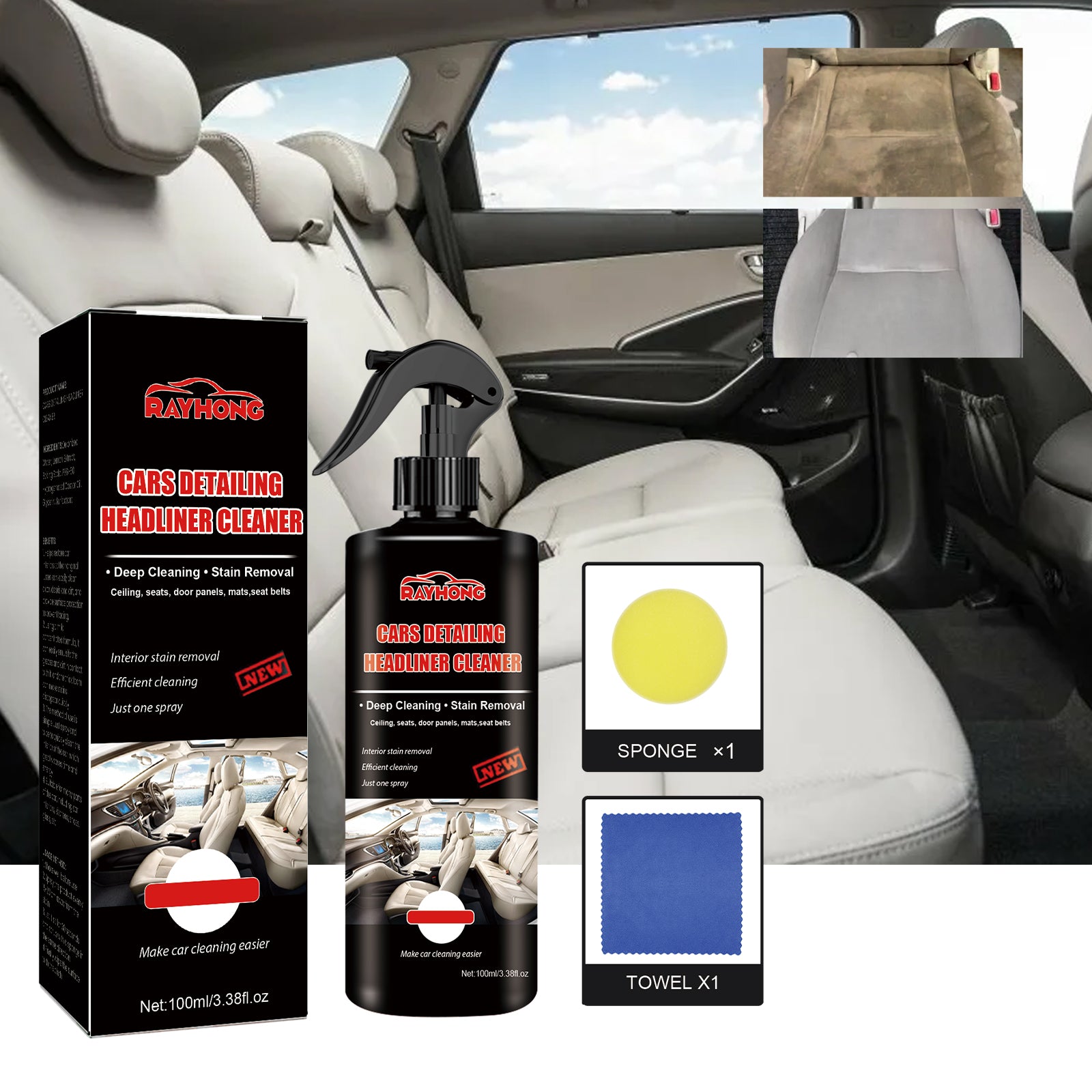 Rayhong Interior Retreader, Automotive Interior Maintenance Special Decontamination Cleaning Multi-Functional Cleaner